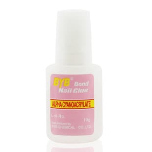 BYB Nail Glue with Brush 10g, BYB Pink Label Quick-Dry Glue for Nail Art Accessories
