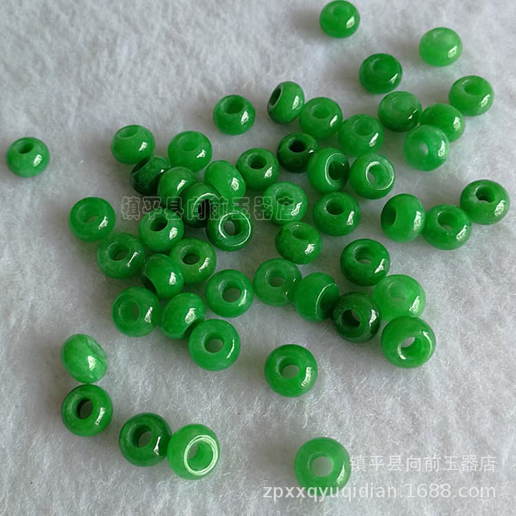DIY Jewelry Accessories Ganqing Iron Longsheng Large Hole Beads Wholesale, Ganqing Loose Beads Abacus Beads Green Jade Accessories