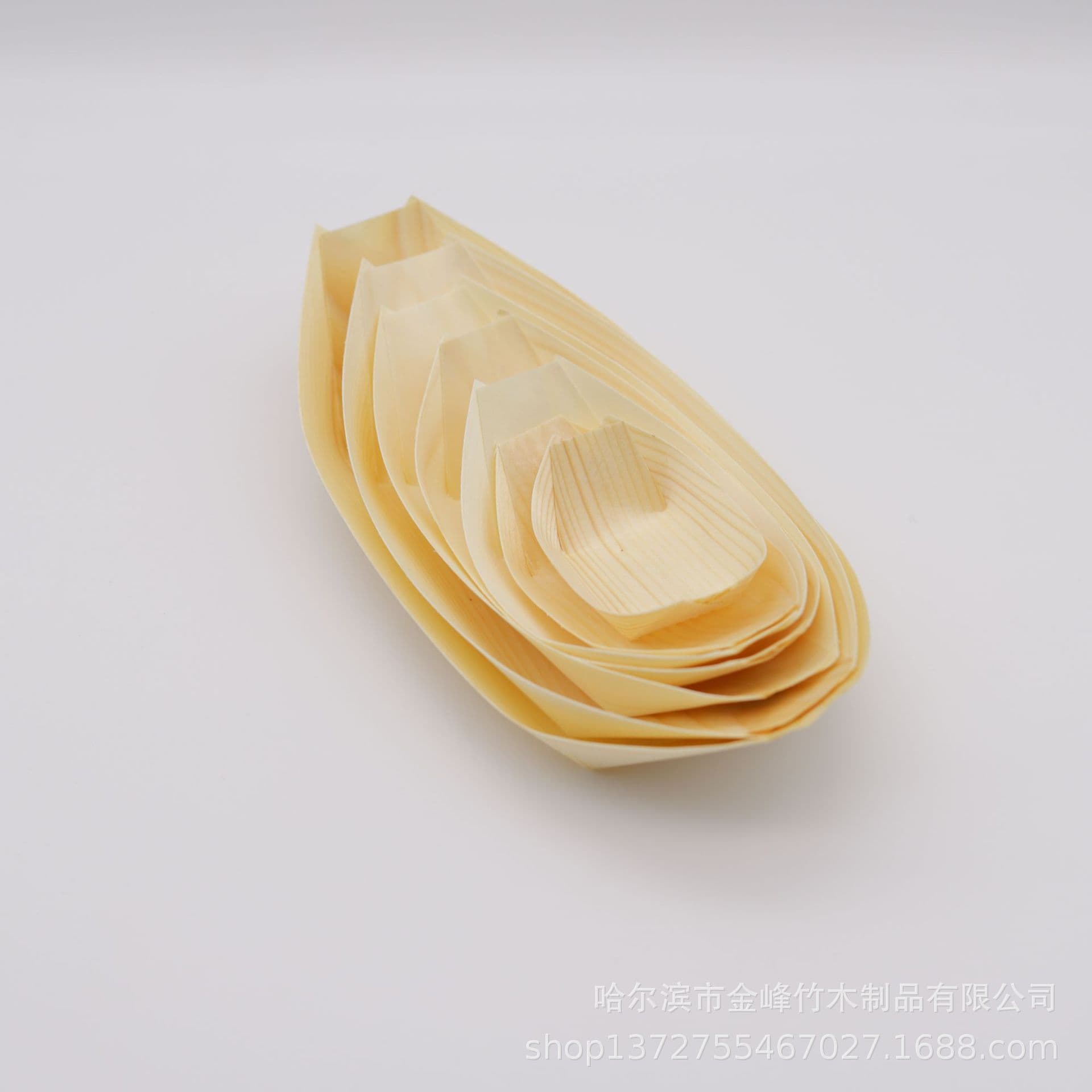 Wholesale Disposable Paper Boat Box, Wood Veneer Boat, Small Wood Veneer Boat for Sashimi, Dim Sum, and Sushi