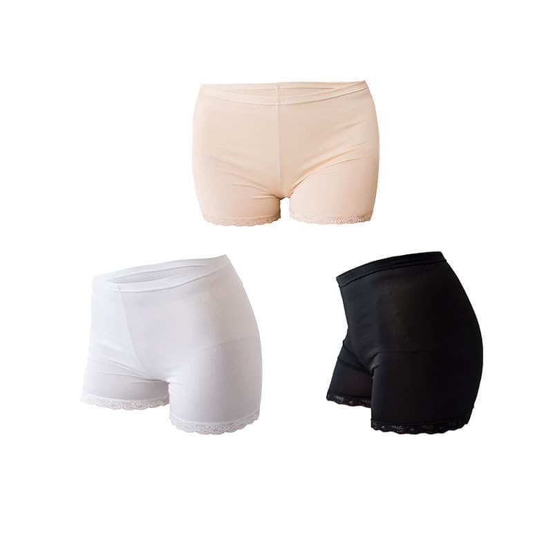 Summer Ice Silk Women's Safety Shorts Anti-Exposure Lace Trim Shorts Three-Quarter Non-Curling Breathable Base Shorts Wholesale
