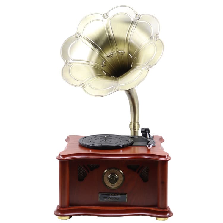 Electric Turntable, Retro Phonograph, Small Horn Antique Vinyl Record Player European-style Living Room Turntable