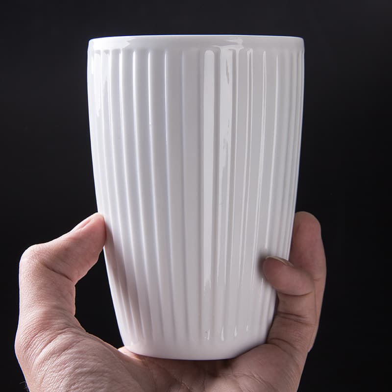 Ceramic Pure White Fresh Double-Layer Mugs White Ceramic Double Wall Mug Cups