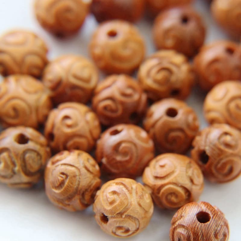 Factory Wholesale Peach Wood Xiangyun Carved Back Cloud Accessories with Beads Loose Beads Wholesale Peach Wood Lotus Bracelet