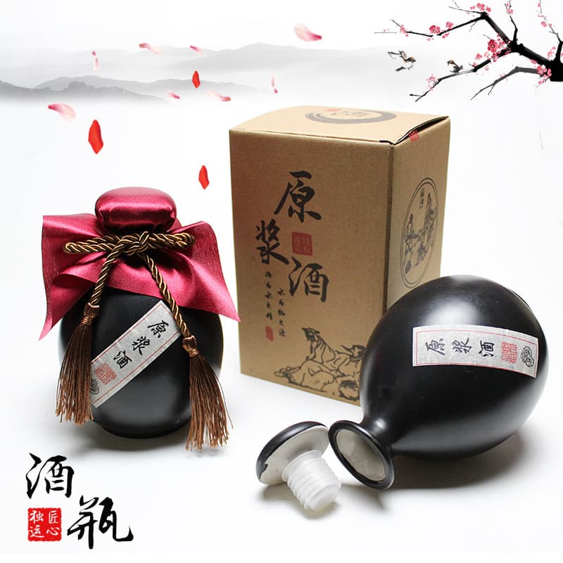 Wholesale Four-Color One-Jin Ceramic Wine Jar, 500ml Liquor Bottle, Retro Peach Blossom Drunk Empty Bottle, Bulk Liquor Pot Jar