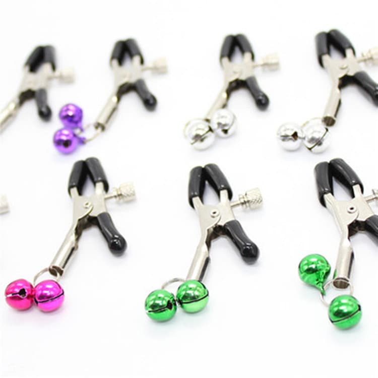 Adult Lingerie Novelty Sex Toys Purple Nipple Clips with Bells Nipple Jewelry Nipple Clamps Wholesale