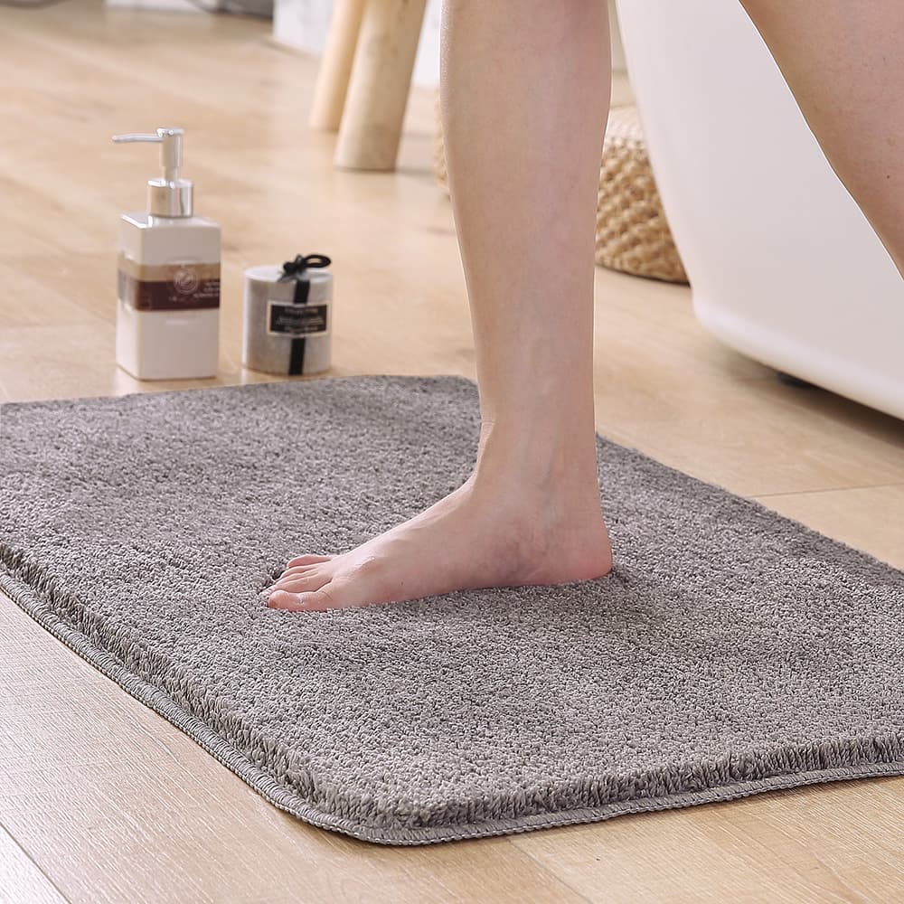 Water Absorbent Non-Slip Cake Flocking Bathroom Door Mat Bedroom Entrance Carpet Polyester Fiber Rectangular Shape Machine Washable