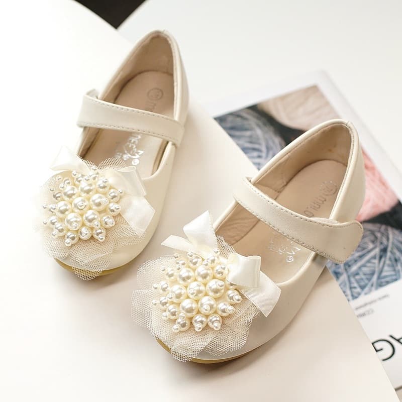 Korean Princess Shoes, New Leather Shoes, Cowhide Soles, Pearl Flats, Dress Shoes, Girl Flower Shoes