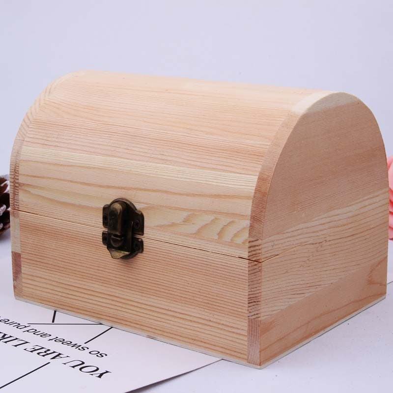 Cross-border Dropshipping In-stock Pine Wood Storage Box, Wooden Jewelry Box, Solid Wood Arch-shaped Organizer Box for Home