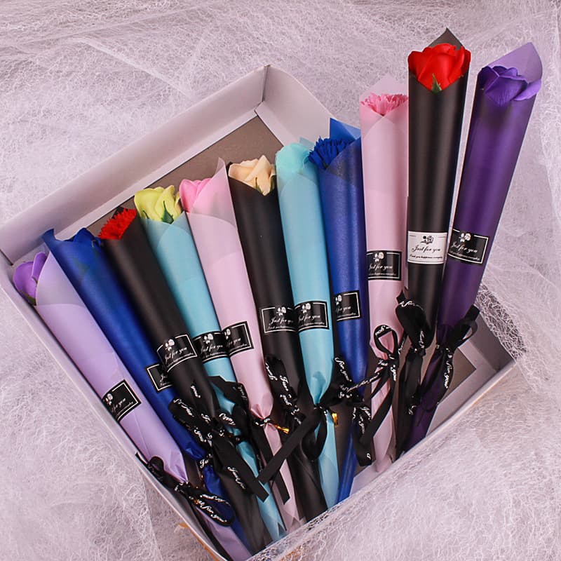 Qixi Festival Handmade Carnation Bouquet Soap Flower Rose Single Stem Gift Valentine's Day Event Celebration Graduation Gift