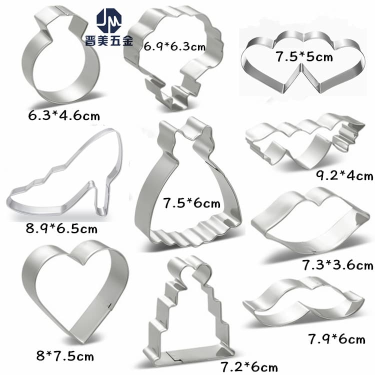 Valentine's Day Cookie Cutter Stainless Steel Cake Mold Baking Tool DIY Heart Fondant Biscuit Stamp Fruit Cutter