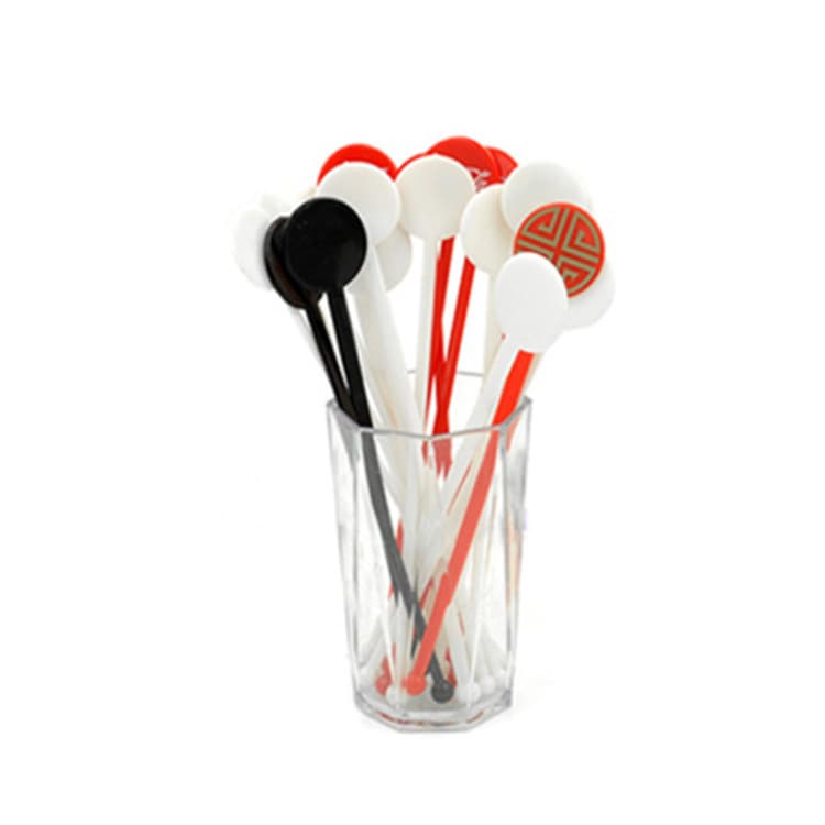 100 Pieces Individual OPP Packed Plastic Round Head Cocktail Stirrers Milk Tea Stirring Sticks Coffee Sticks