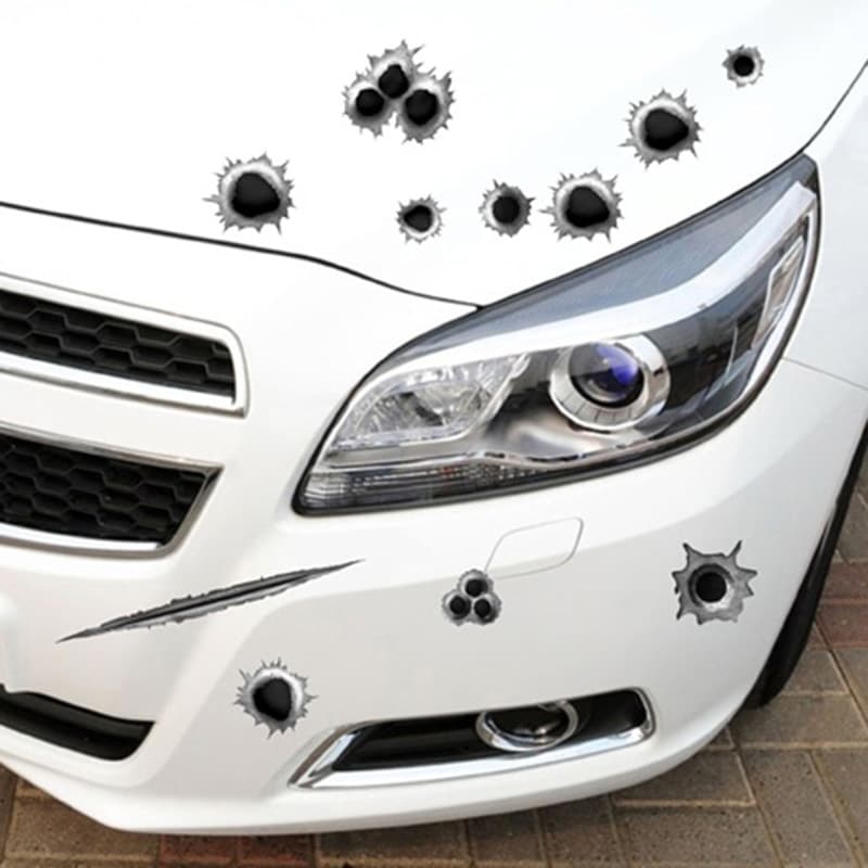Cross-border Decal Car Scratch Sticker Personalized Bullet Hole Car Sticker Large Set Sticker Bumper Body Sticker