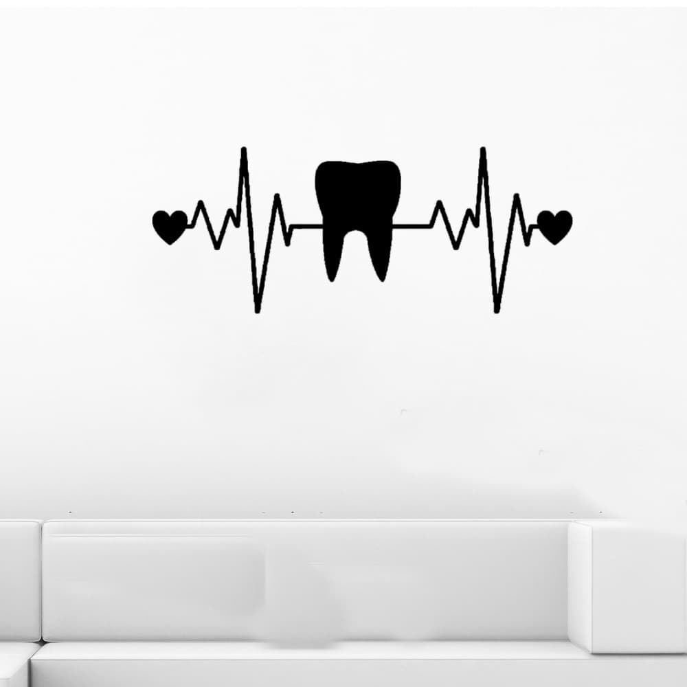 ECG Tooth Pattern Creative Dentist Dental Clinic Sticker Wall Decal