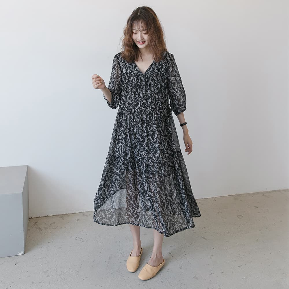 Summer New Maternity Dress Korean Style V-Neck Loose Plus Size Half Sleeve Chiffon Maternity Dress