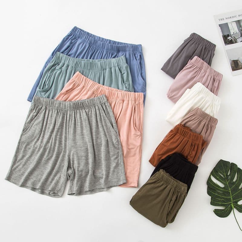 Xiamodai Loose Fit Cotton Lounge Shorts for Women, High-Waisted Slimming Sleep Shorts, Casual Plus Size with Pockets