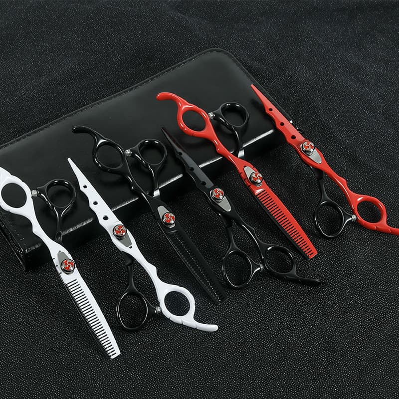 Manufacturer supplies wolf paint hairdressing scissors wholesale thinning flat cut bangs broken hair scissors professional haircuts