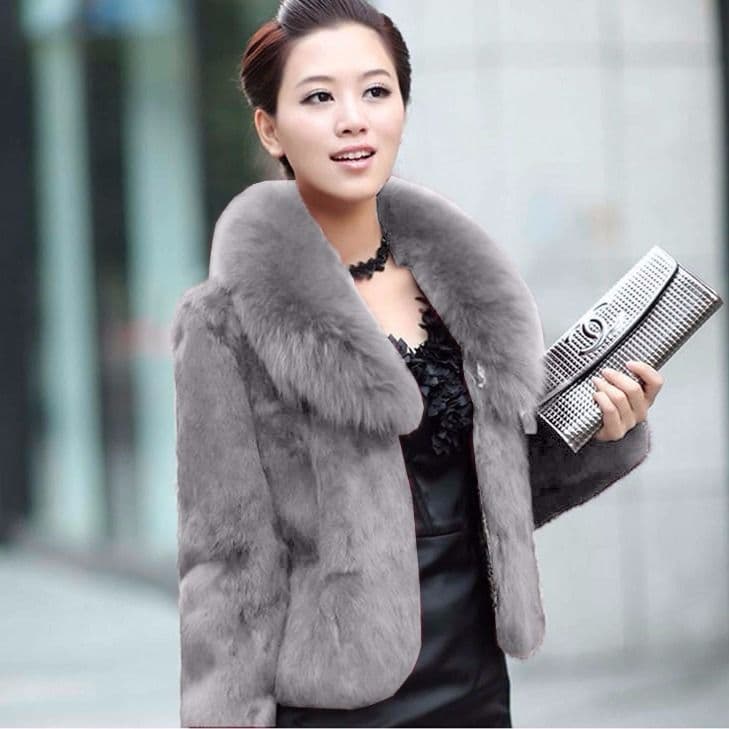 New 2023 Fur Coat Women Short Autumn Winter Otter Rabbit Fur Slim Fit Faux Fur Coat Fox Fur Collar