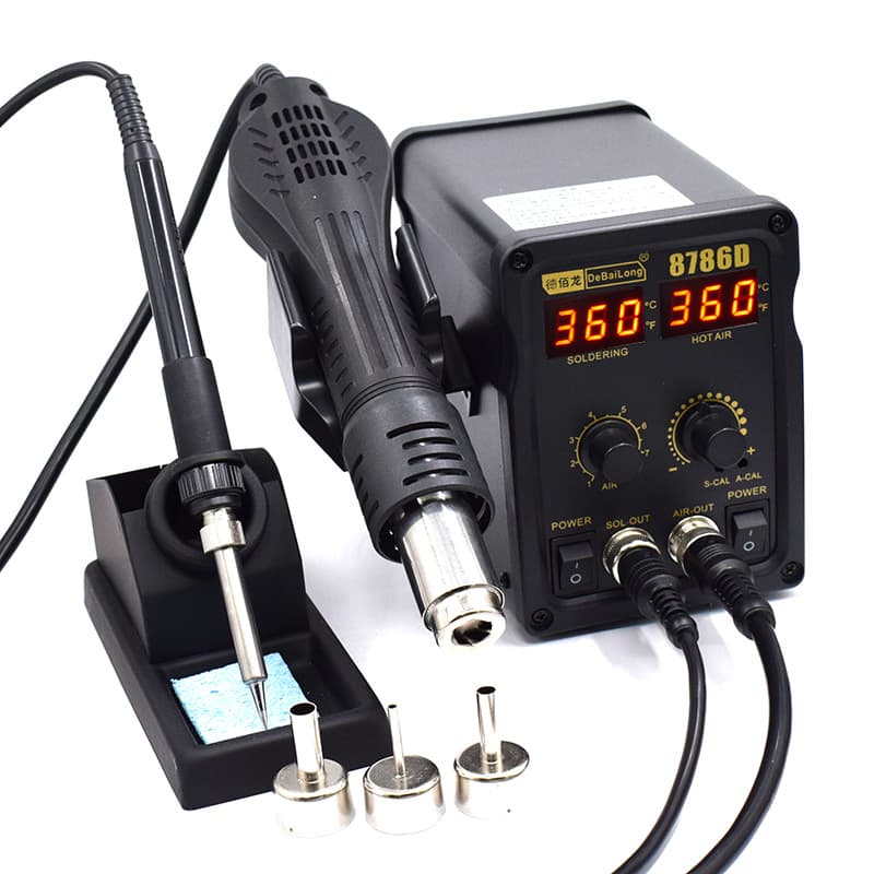 Taiwan Technology Hot Air Gun Soldering Station Digital Display Adjustable Temperature Desoldering Station Phone Repair Tool Hot Air Nozzle Constant Temperature Heat Gun