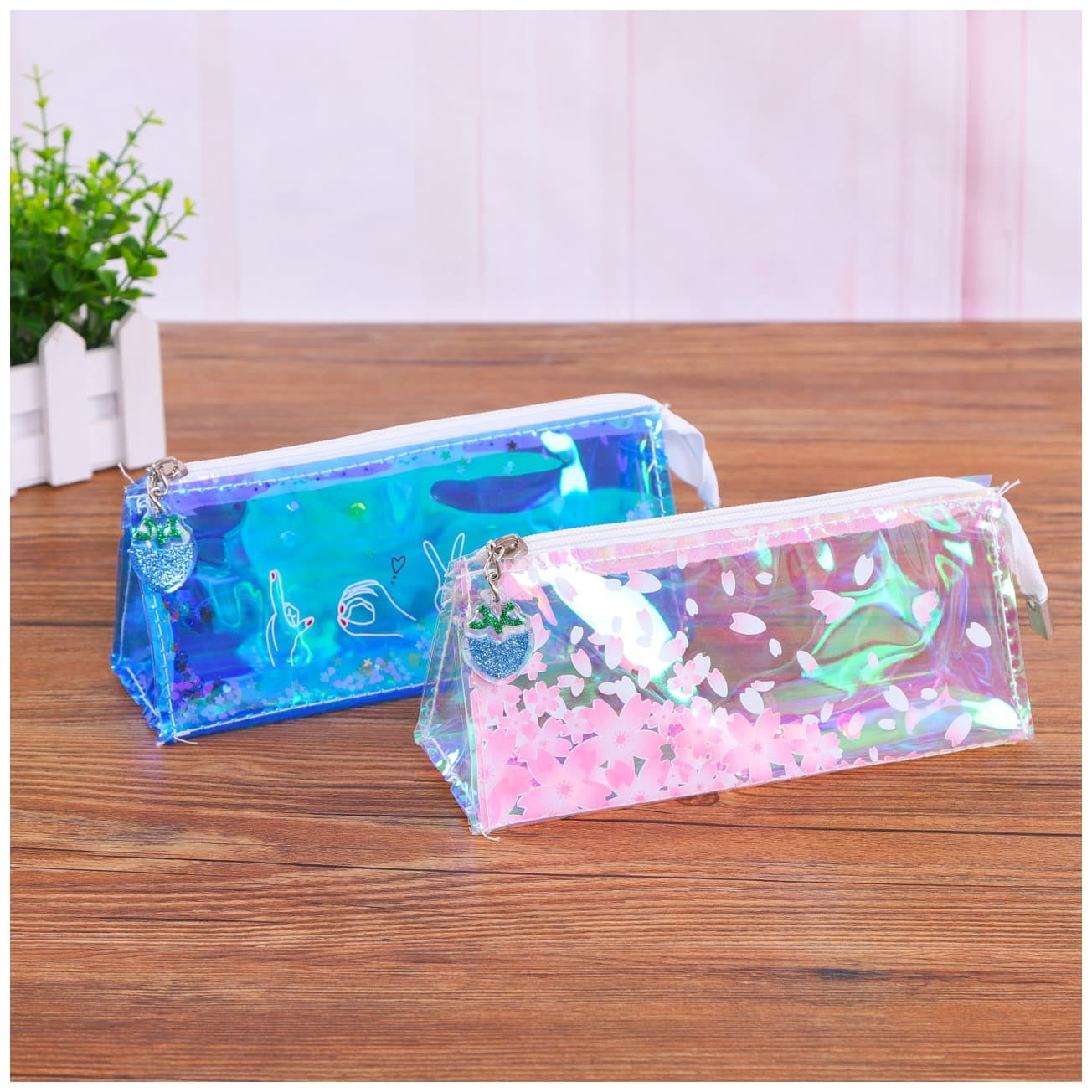 Factory cartoon extended length transparent simple pencil bag for primary and secondary school students large-capacity stationery bag