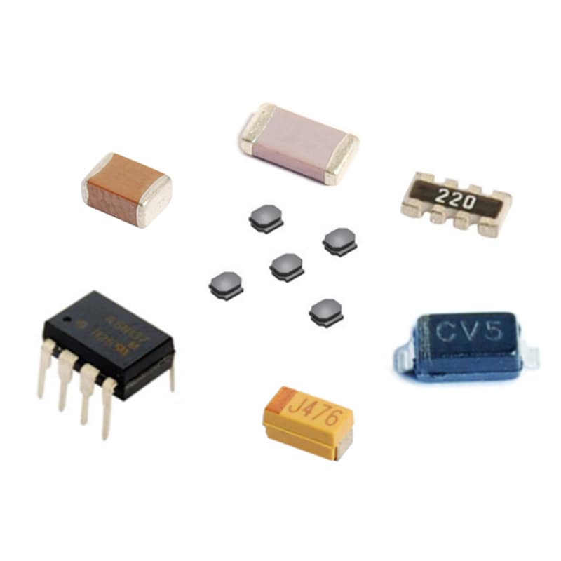 SMD resistors, capacitors, inductors, diodes, transistors, tantalum capacitors, and other electronic components.