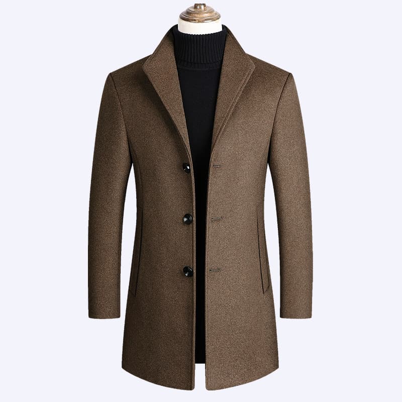 Factory Autumn/Winter New Men's AliExpress Smooth Wool Youth Solid Color Casual Mid-Length Export Wool Overcoat Mixed Batch