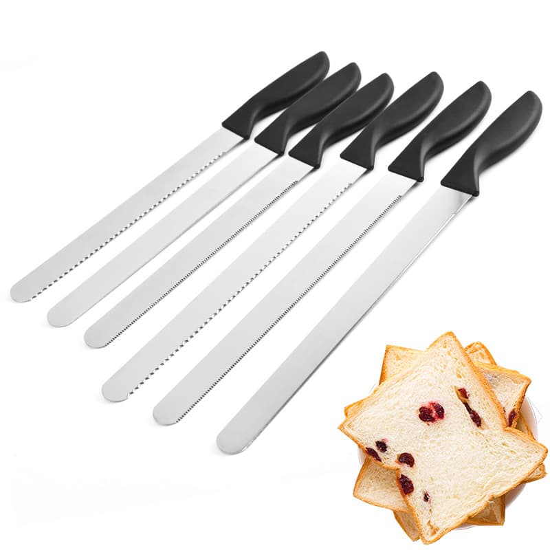 Factory Direct Stainless Steel Bread Knife Cheese Cutter Cake Serrated Knife Baking Kitchen Tool Wholesale