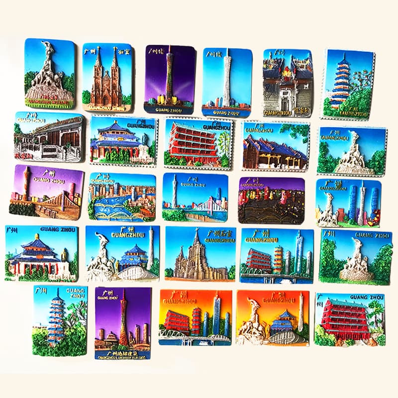 Guangzhou Tourism Commemorative Resin Refrigerator Magnet Canton Tower Wuyang Attractions Gift Magnet Accompanying Souvenir