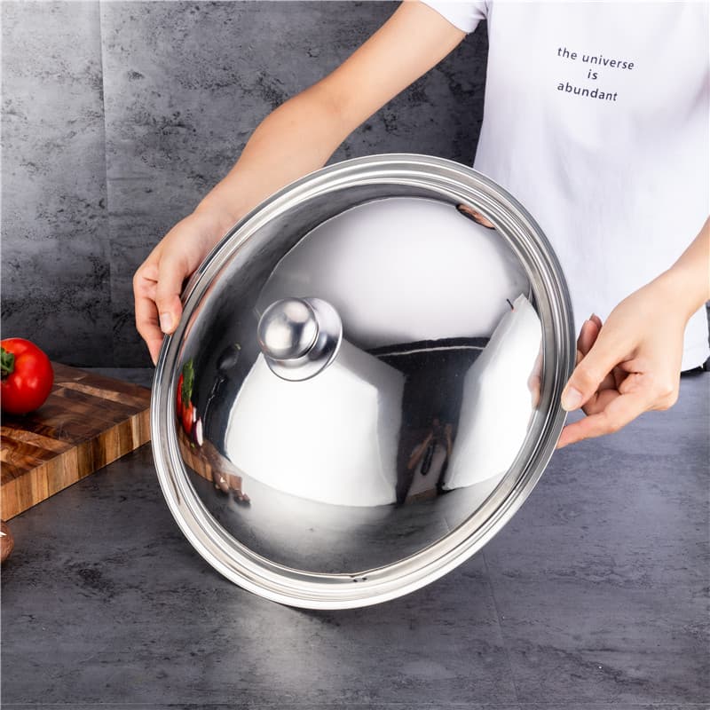 Stainless Steel Pot Lid for Home Cooking, 30-40cm Wok Lid Set, Universal Non-Magnetic Pot Lid, Glass Lid