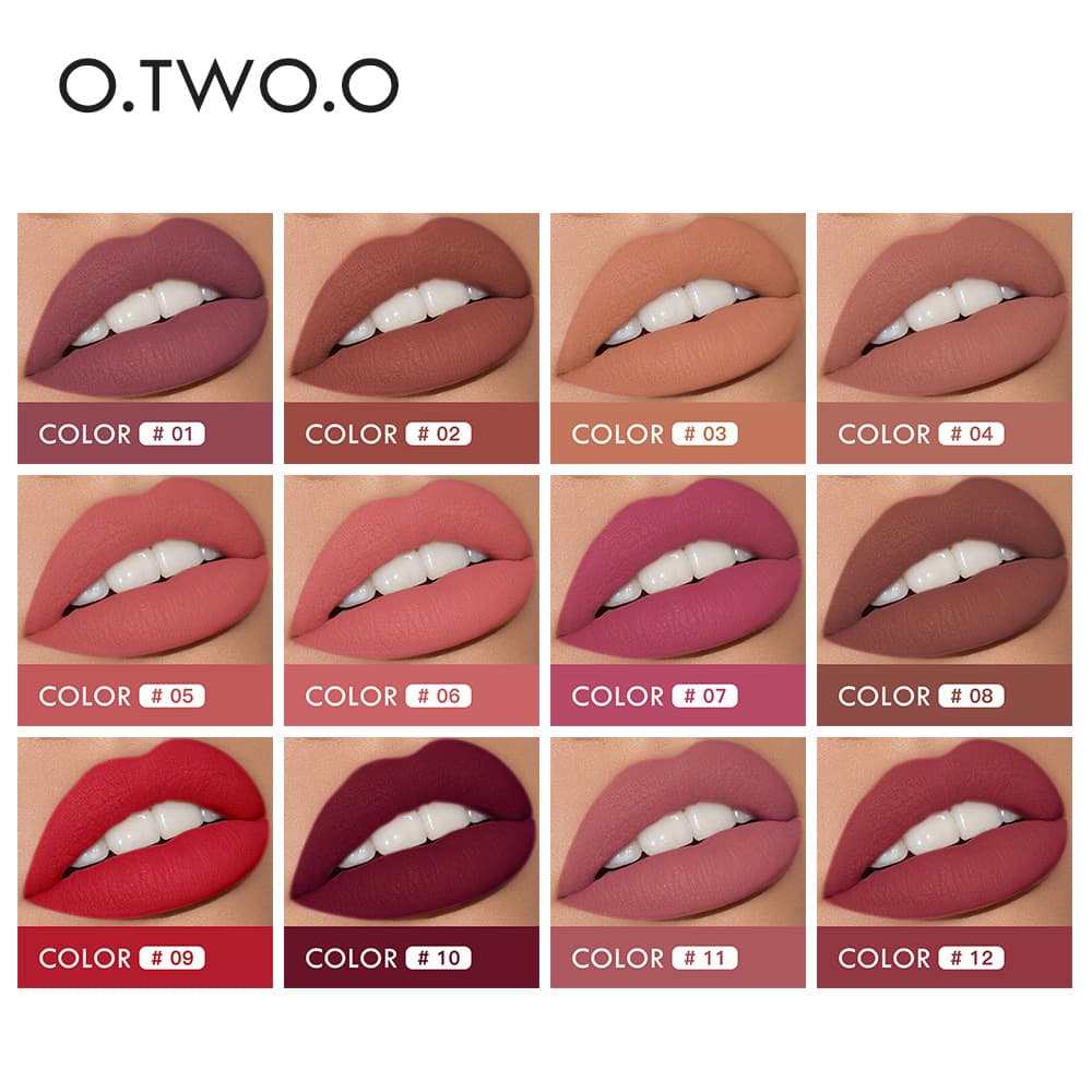 O.TWO.O Dual-End Lipstick 9107 Velvet Matte Lip Gloss & Lipstick 2-in-1, 12 Colors, Factory Direct