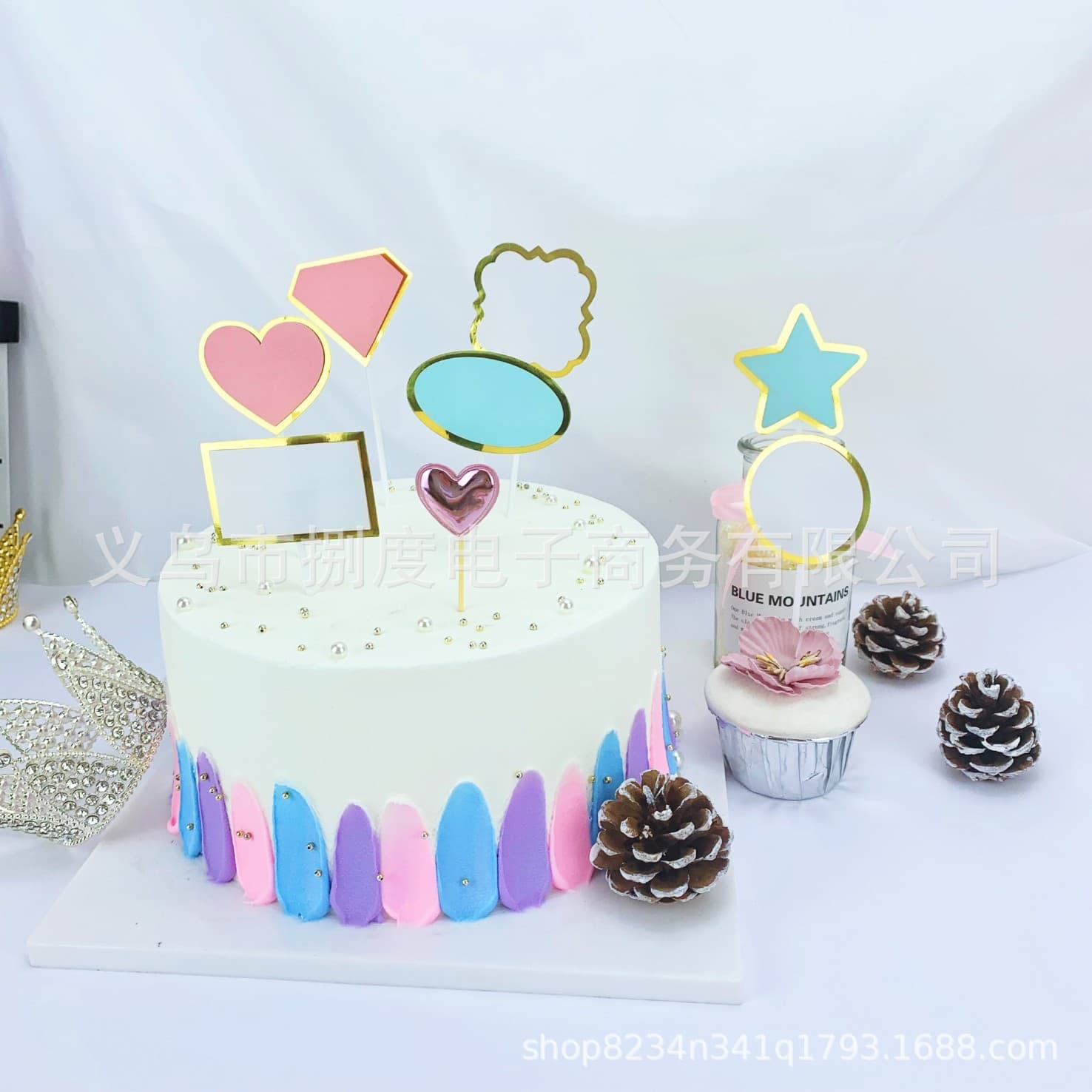 Cake Decoration - Multiple Styles with Customizable Greetings, Happy Birthday Cake Topper, Party Dessert Decoration Flag