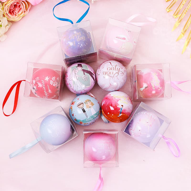 Wedding Candy Box Spherical Tin Box Round Creative Wedding Favor Box Small Size with Tree