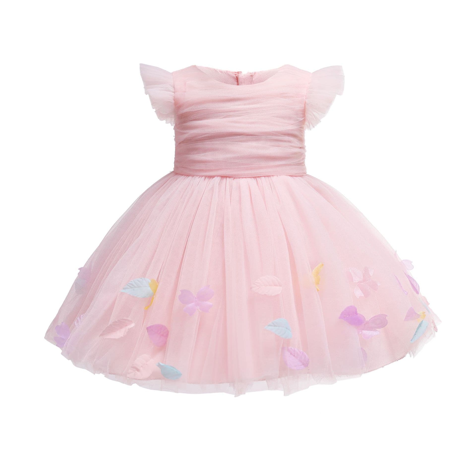 Wish eBay Amazon Export Pink Petal Baptism Dress for Newborn, First Birthday, Full Moon, Wedding and Banquet Gown