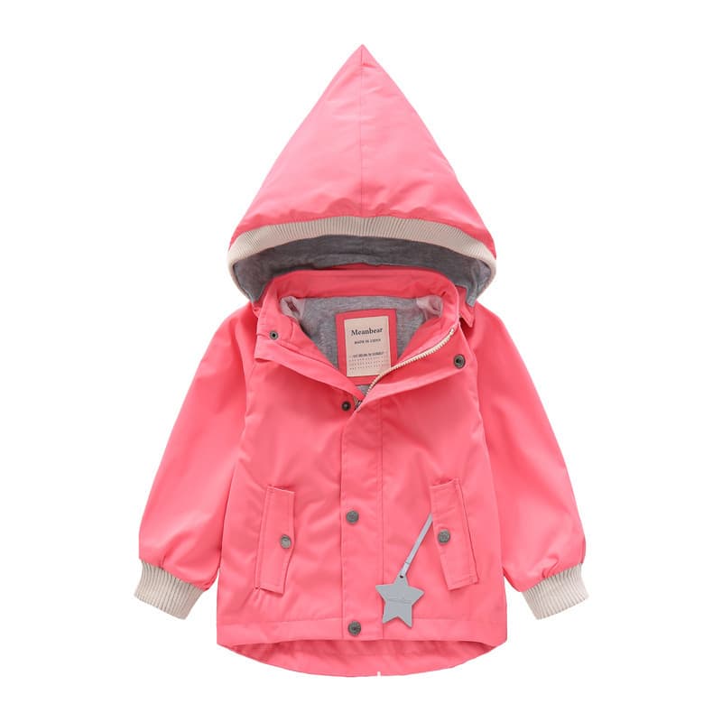 Meanbear Unisex Kids Trench Coat, Children's Windproof Rainproof Jacket with Detachable Hood, Cute and Stylish