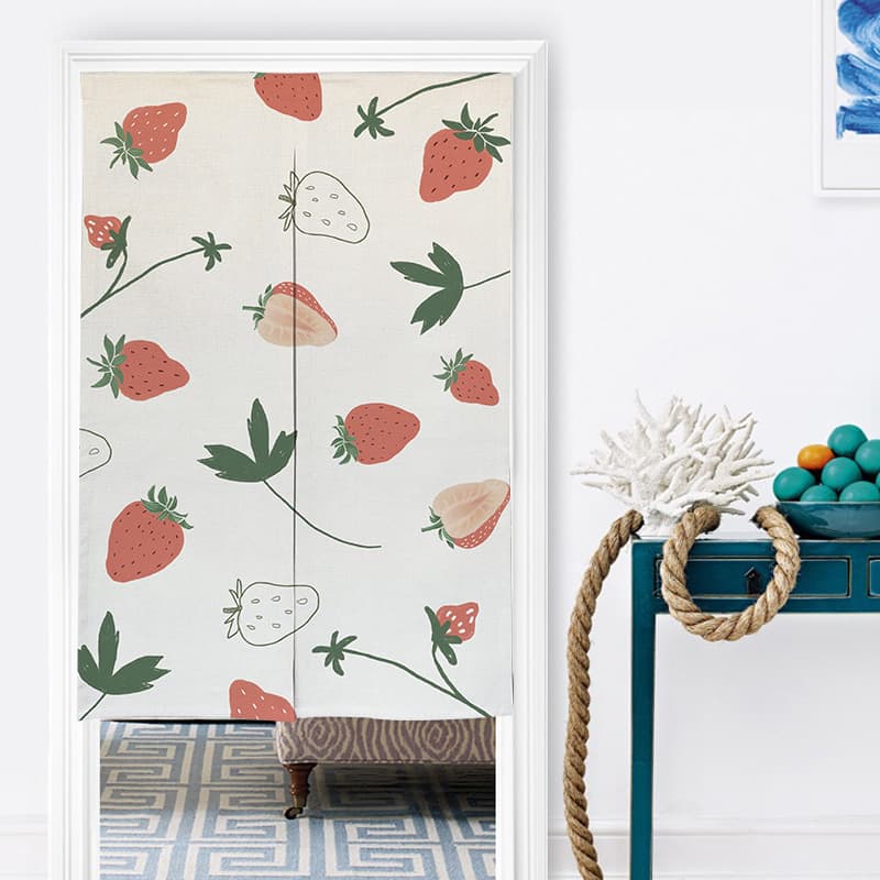 Wholesale Fruit Fabric Door Curtains Small Fresh Decorative Partition Curtains Home Kitchen Anti-Peeping Hanging Curtains Feng Shui Curtains Without Punching