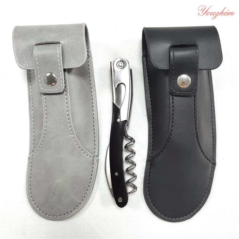 Drop Shipping Red Wine Wine Bottle Opener Leather Case Corkscrew Waiter's Friend Opener Protective Cover
