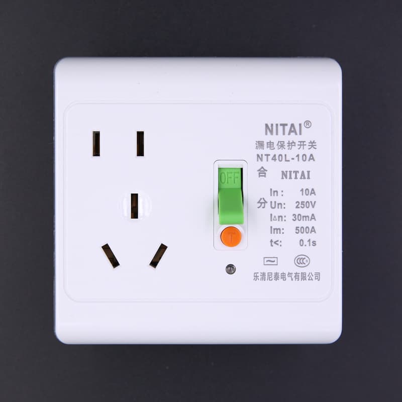 Household 10A Air Conditioner Water Heater Five-Socket Leakage Protector NT40 Five-Hole Switch 86-Type with Socket Circuit Breaker