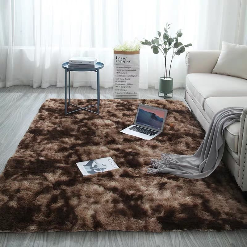 Tie-Dye Gradient Long Pile Rug for Living Room Coffee Table Mat Bedside Shaggy Washable Full Coverage Bedroom Nordic Ins Style