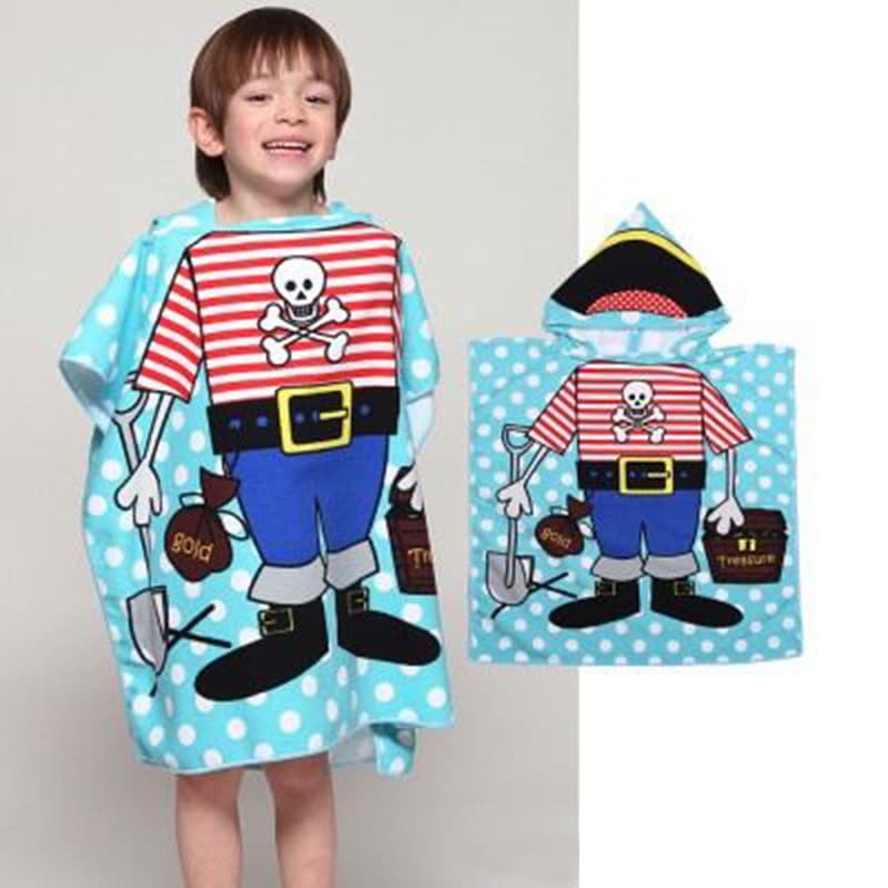 Cartoon Kids Beach Towel Microfiber Wearable Printed Bath Towel Children's Bath Towel Cape with Hood