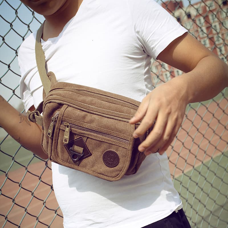 [Factory Direct Batch] Canvas Waist Bag Large Capacity Crossbody Bag Multifunctional Waist Satchel Men's and Women's Casual Bag Wholesale