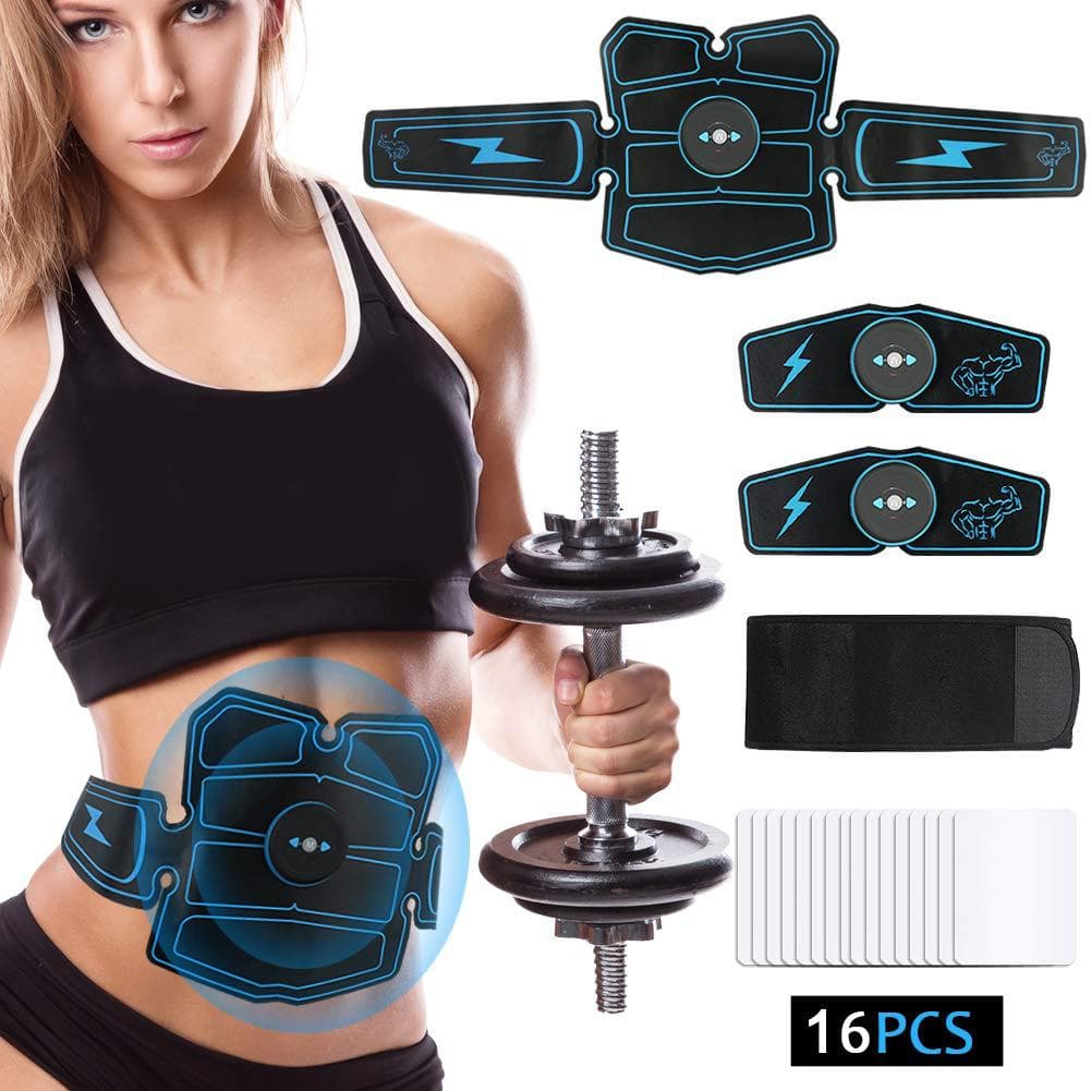 Ready stock EMS pulse abdominal fitness device, rechargeable hydrogel abdominal muscle patch, massage belt three-piece set, factory direct sales