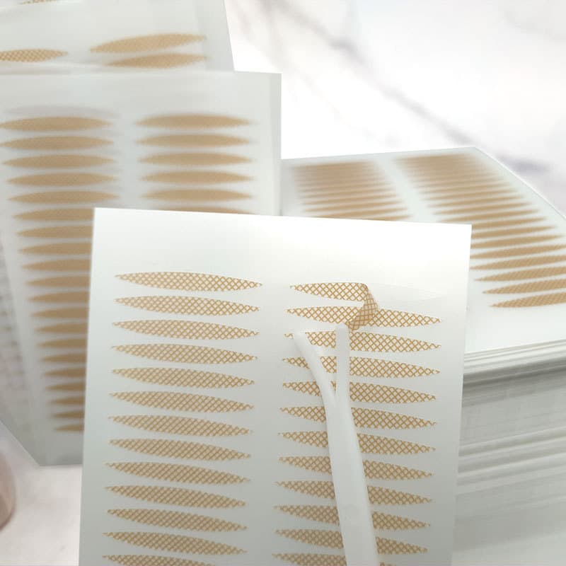 Olive-Shaped Mesh Eyelid Tape, Natural Invisible Seamless Breathable Skin-Tone Long-Lasting Double-Sided, TikTok Viral Wide Style