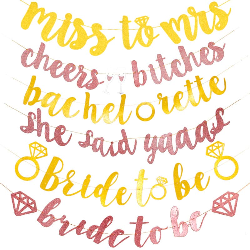 Western Single Wedding Party Decoration Banner MISS TO MRS CHEERS Glitter Garland