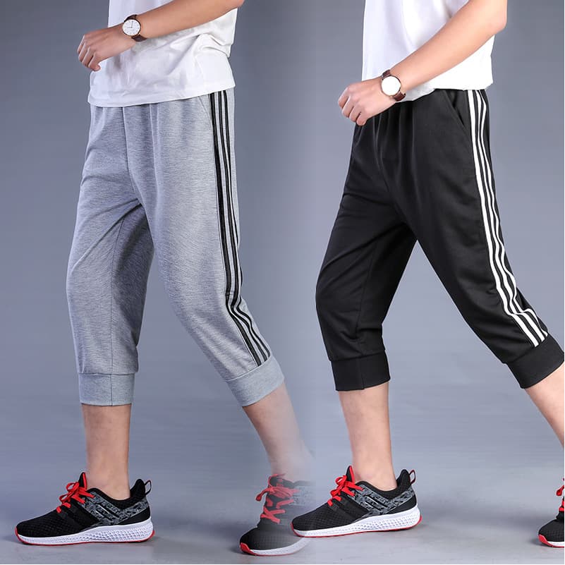 Summer New Men's Cropped Pants Girdle Casual Pants Wholesale Fashion Trend Student Shorts with Side