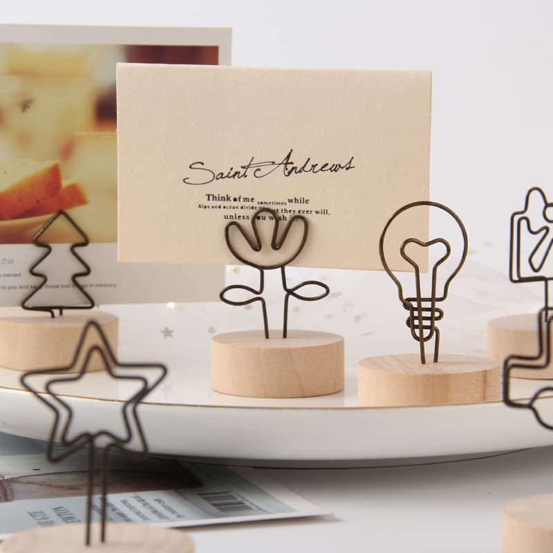 Vintage Wood Note Clip Simple Cute Photo Holder Message Clip Home Decor Display with OPP Bag Packaging