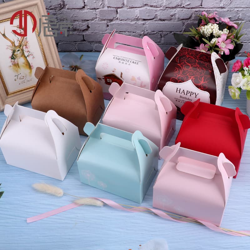 Small Handheld Pastry Box Cake Box Mousse Box Dessert Takeaway Box Nougat Box Snack Box