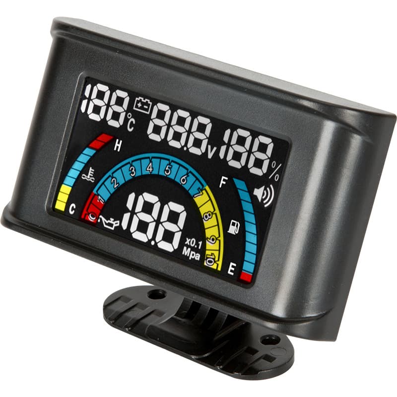 LCD Display Water Temperature, Oil Pressure, Voltage, Fuel Level 4-in-1 Combination Gauge for Car, Truck, Engineering Vehicle Dashboard Modification