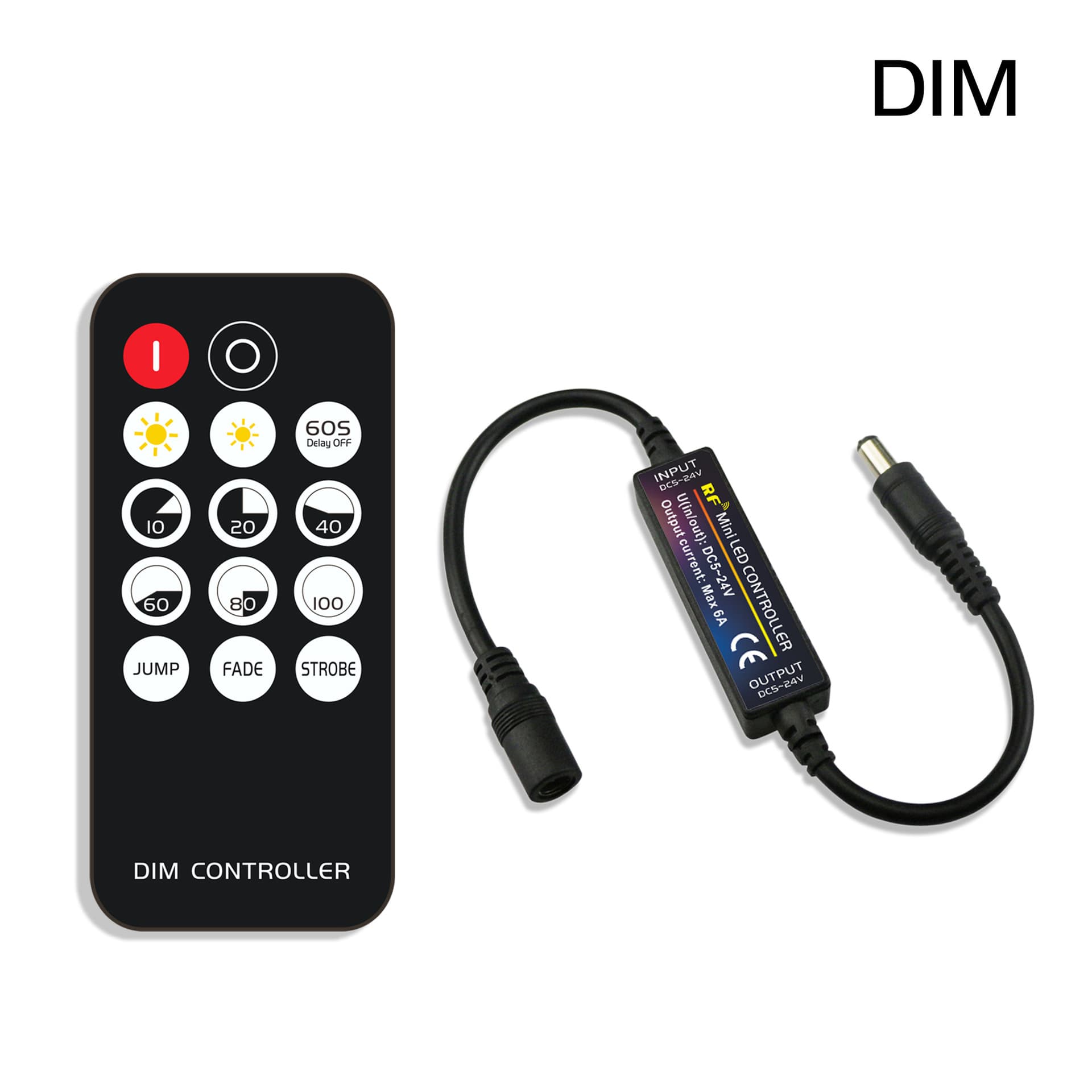 Private Mold RF 14-key Mini Monochrome Dimmer LED Controller Dynamic Strobe Breathing Amazon FCC