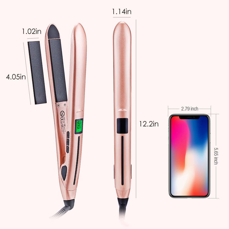 Two-in-one temperature regulating hair straightener, foreign trade export display temperature splint, ceramic oil curling and straightening dual-purpose hair straightener, on behalf of