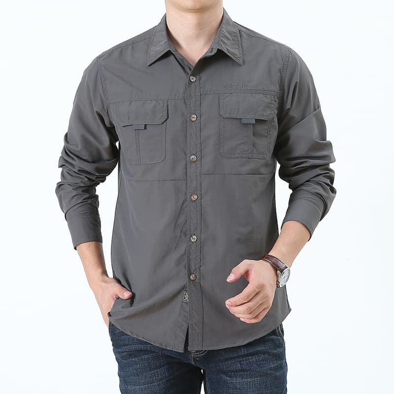 Cross-border AliExpress Long Sleeve Shirt Men Spring Summer Outdoor Quick Dry Shirt New Large Size Workwear 102