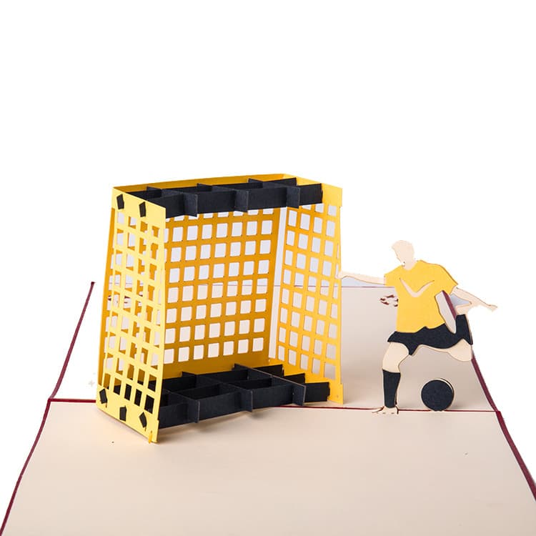 3D Pop-up Greeting Card Soccer Football Sports Handmade Paper Carving Creative 3D Postcard